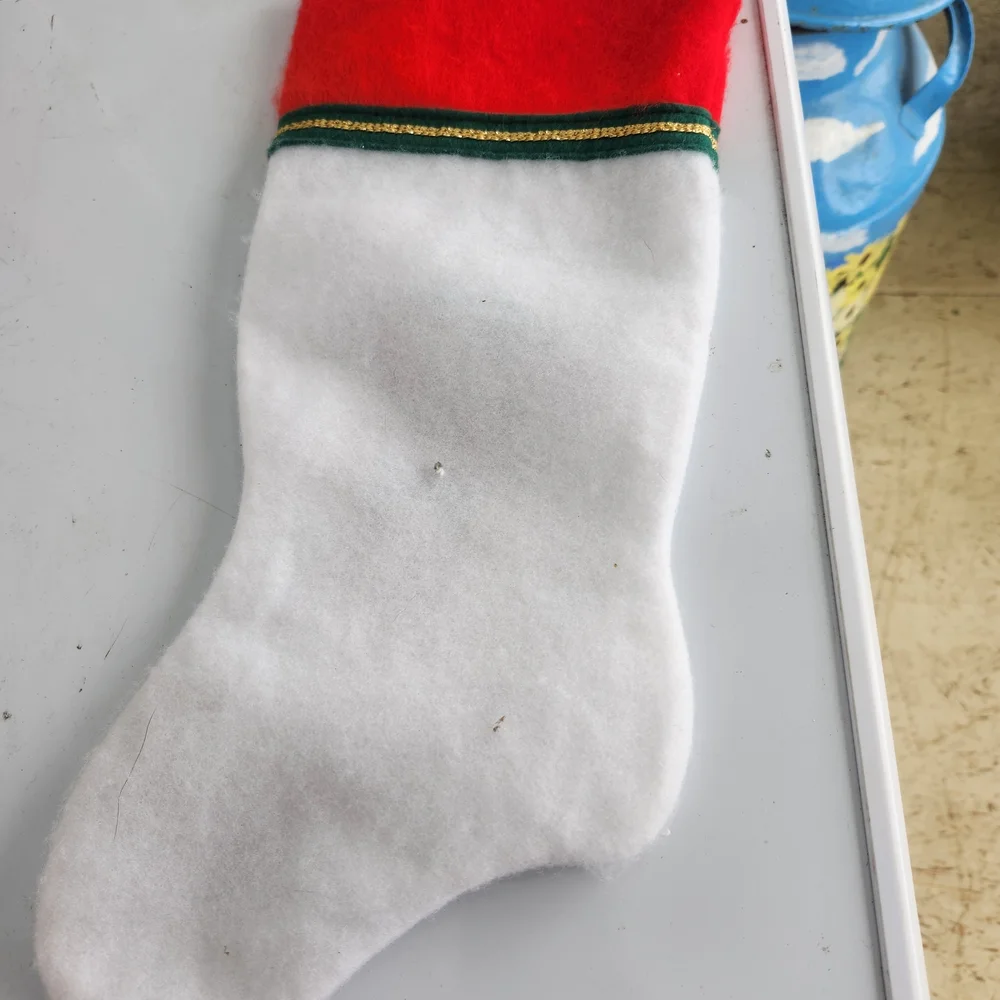 White Christmas Stocking with Bear & Candy Cane Design – Festive Holida